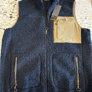 Orvis Men's Dark Blue and Tan Sherpa Vest
